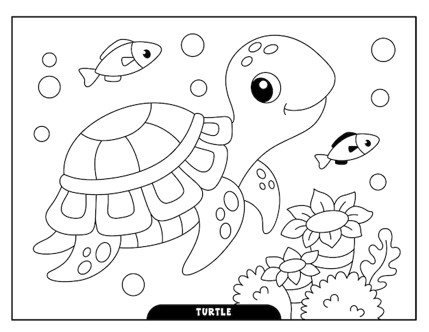 Dibujos de tortugas para colorear para niãos vector premium