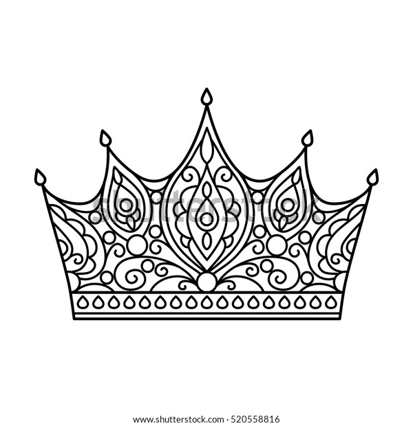 Vector illustration outline crown coloring page stock vector royalty free