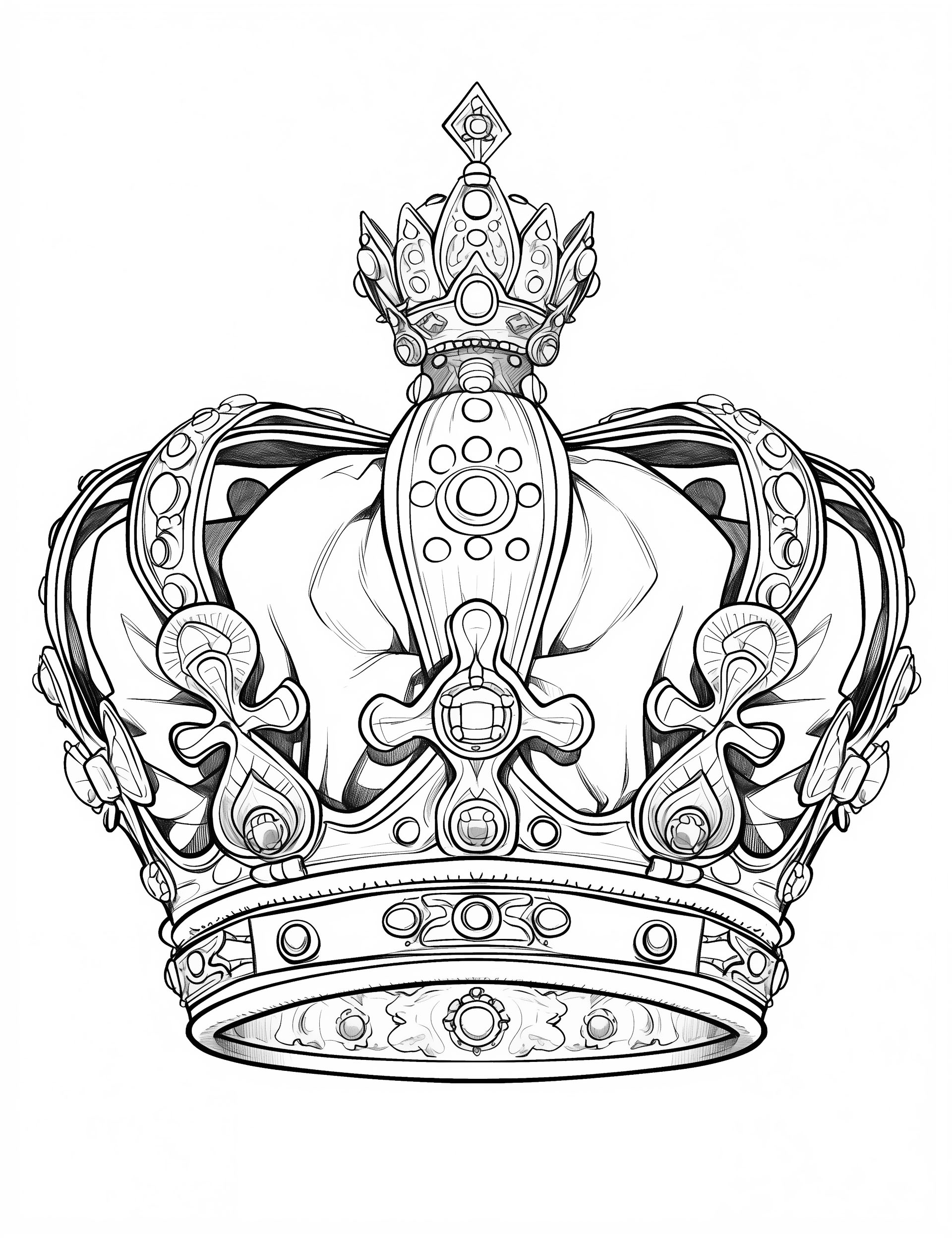 Stunning crown coloring pages for kids and adults