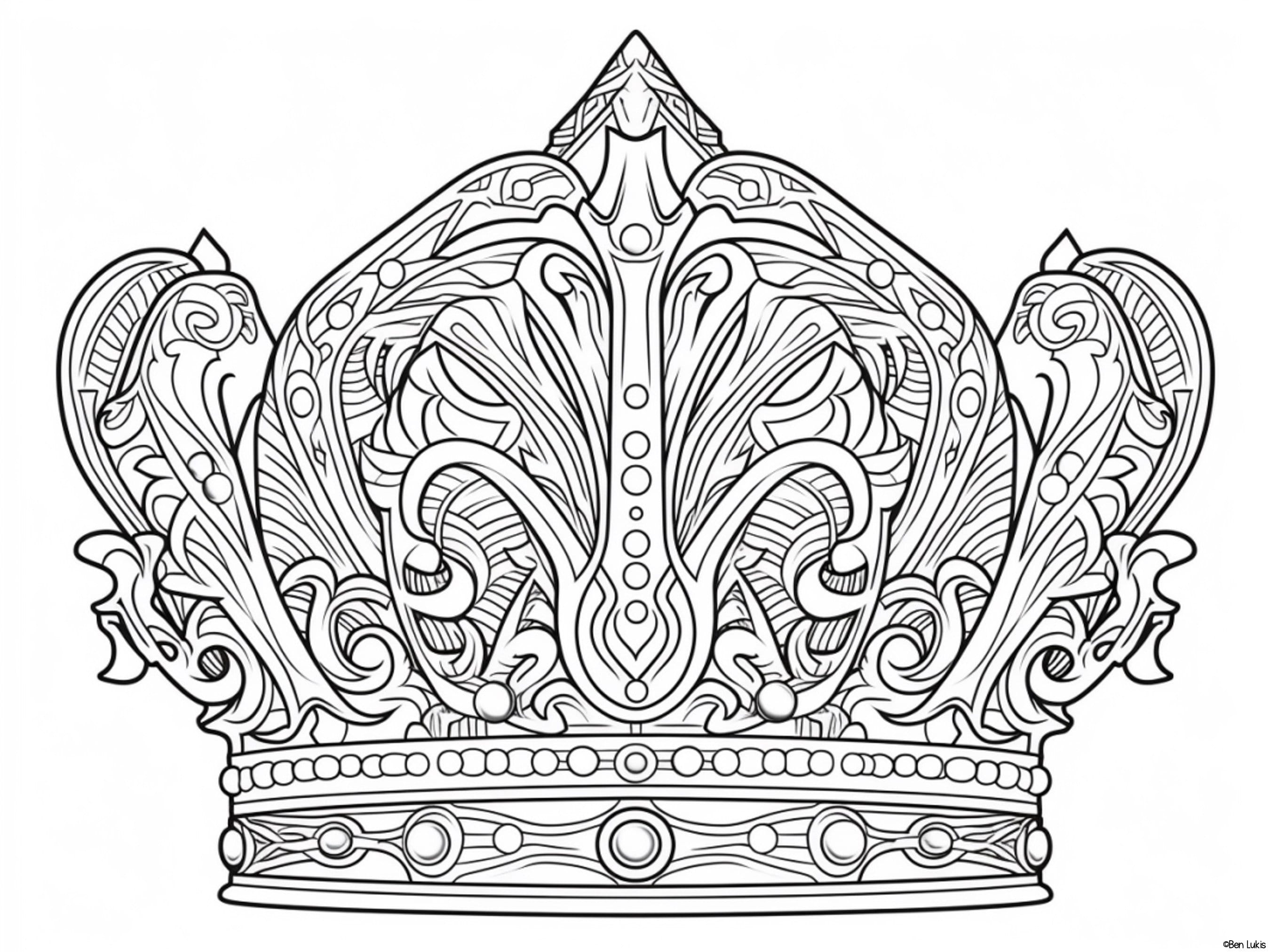 Crown coloring pages for kids and adults coronation coloring sheets crowns for a king queen prince or princess printable pdf pages