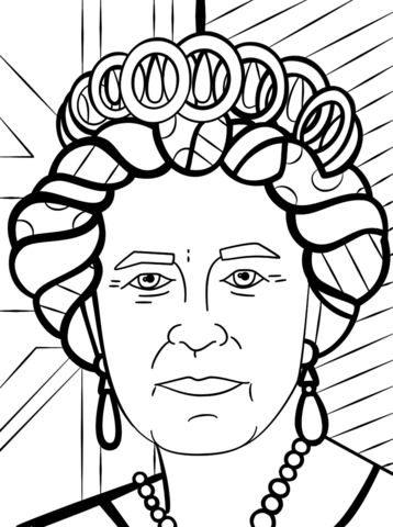 Queen elizabeth by romero britto coloring page free printable coloring pages