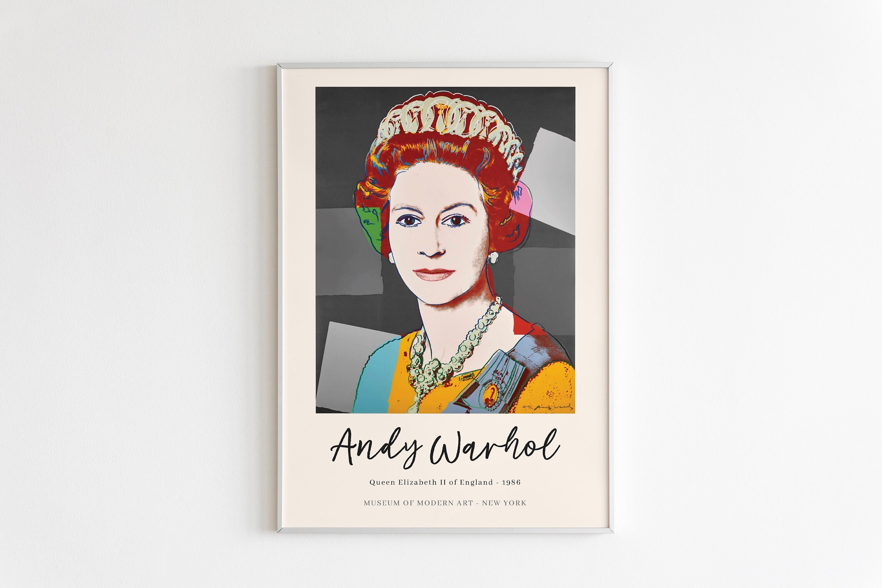 Andy warhol queen elizabeth poster british royal modern warhol print pop art warhol art poster home decor wall art museum print