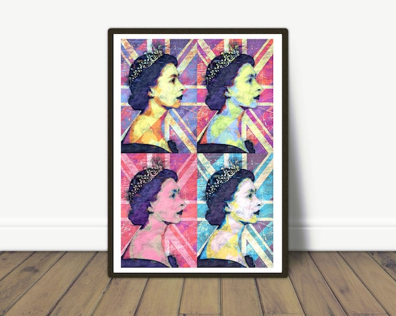 Queen elizabeth ii pop art andy warhol inspired art modern art modern wall decor british queen pop art modern portrait iconic art