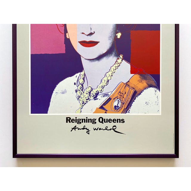 Andy warhol vintage st edtn lithograph print framed pop art exhibition poster queen elizabeth ii