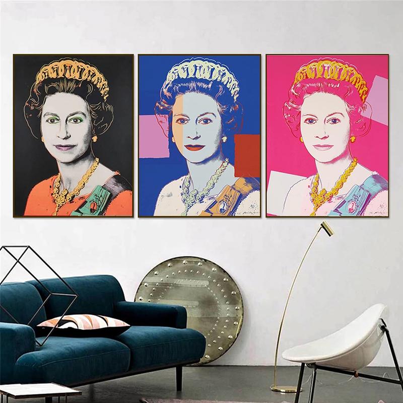 Andy warhol queen elizabeth ii canvas painting popular posters and prints wall art pictures for living room wall decor cuadros â the best products in the geek online store