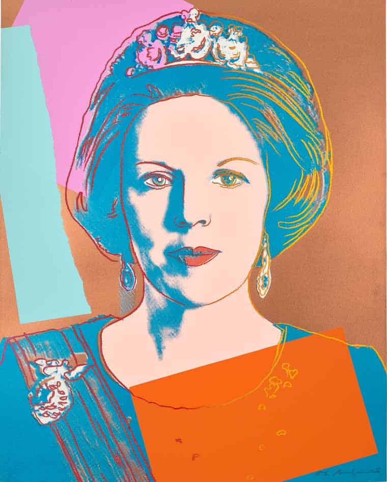 Andy warhol queen beatrix of the netherlands from the reigning queens series screen print