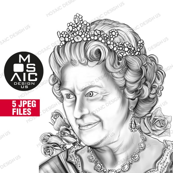 Buy queen elizabeth coloring pages drawing illustration jpg files queen elizabeth art print woman coloring page portrait home wall decor online in india