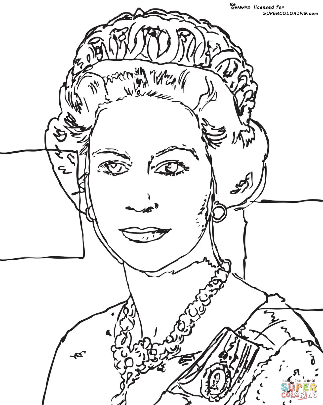 Queen elizabeth by andy warhol coloring page free printable coloring pages