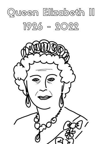 Queen elizabeth ii colouring remembrance sheet