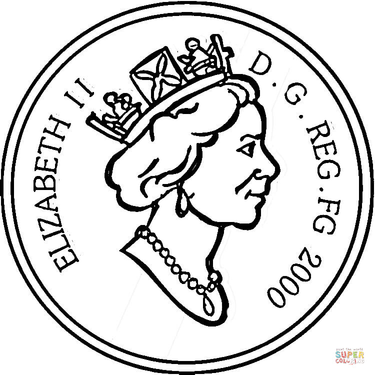 Coin with elizabeth ii on it coloring page free printable coloring pages