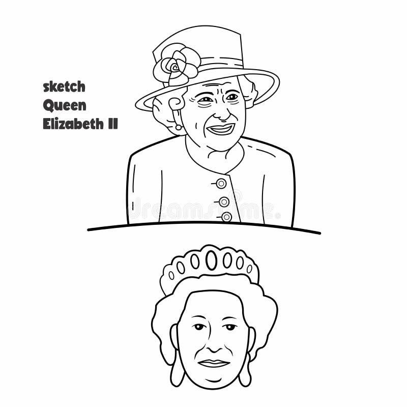 Queen elizabeth sketch for your learn drawing editorial photo