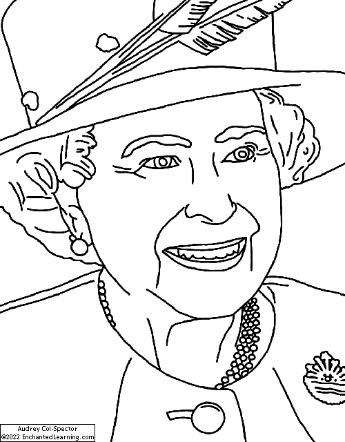Queen elizabeth ii coloring page