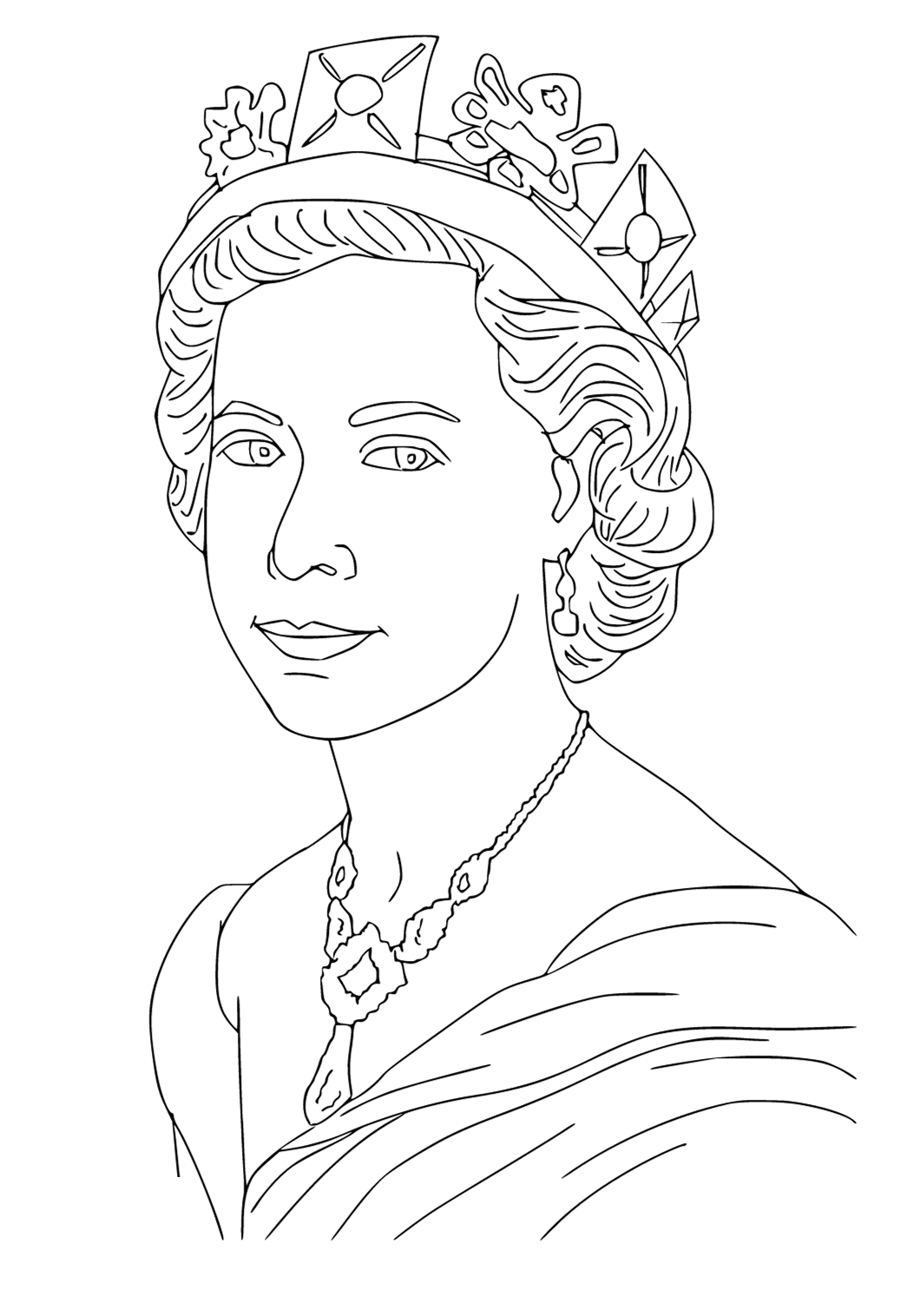 Free printable queen real coloring page for adults and kids