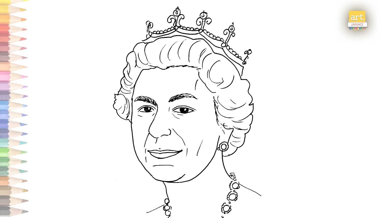Queen elizabeth ii drawing easy how to draw queen elizabeth ii simply outline drawings
