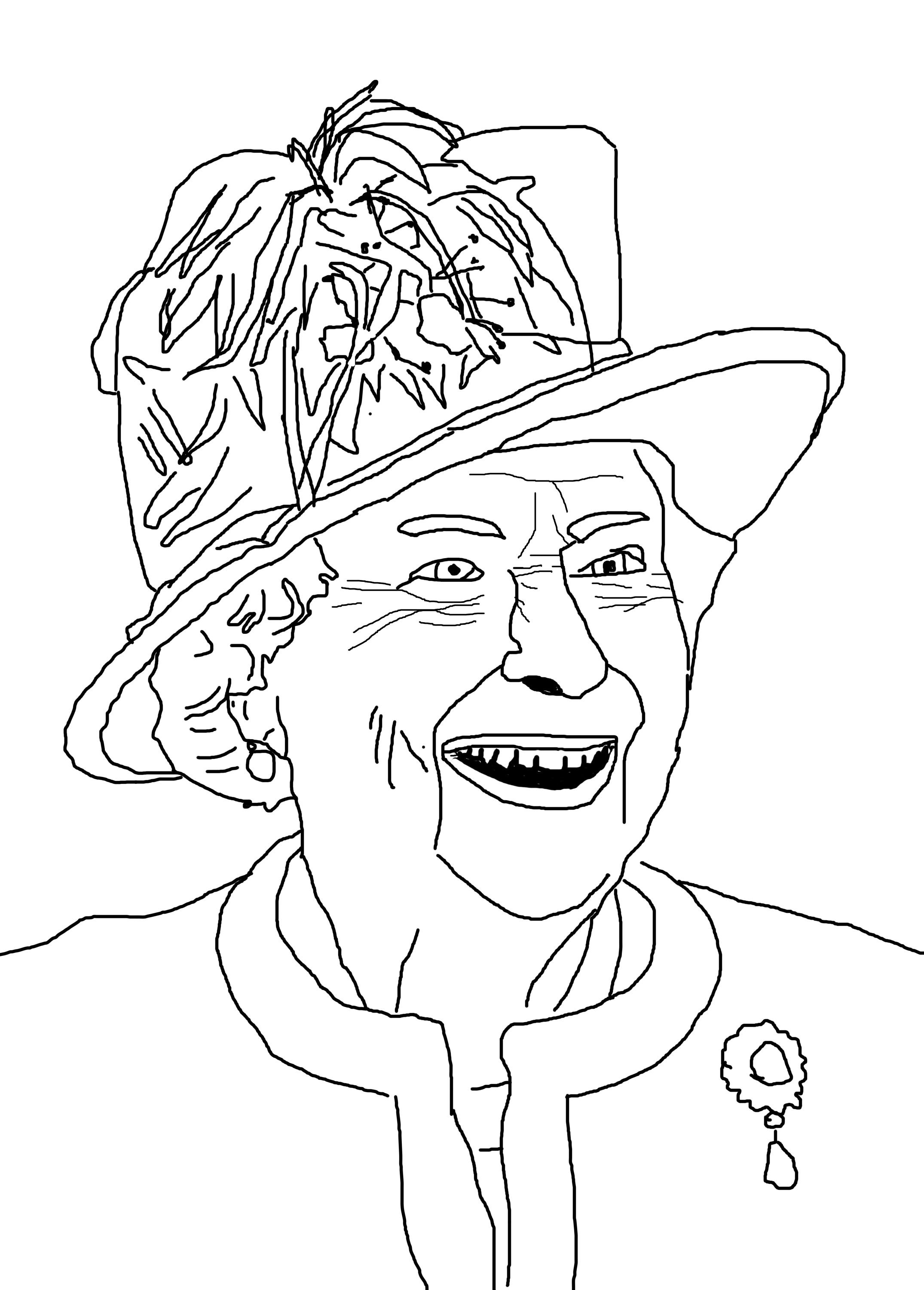 Traced drawing of queen elizabeth ii but with bigger lips than the last drawing i made rdrawing