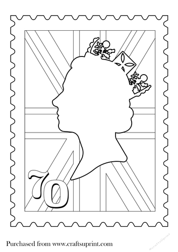 Platinum jubilee queen stamp colouring page
