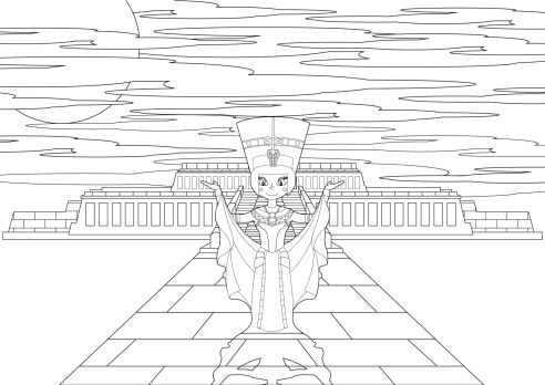 Colour in egyptian queen at hatshepsut stock illustration