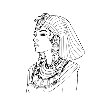 Premium vector egypt cleopatra upper body hand drawn illustration