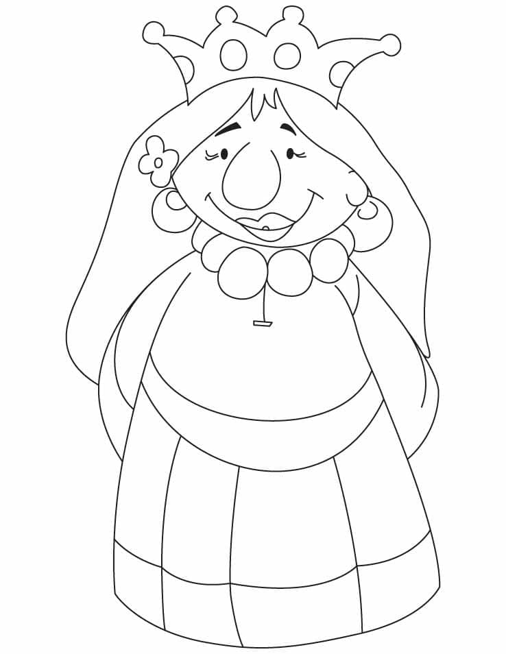 Cartoon queen coloring page