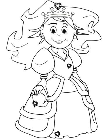 Cartoon queen of hearts coloring page free printable coloring pages