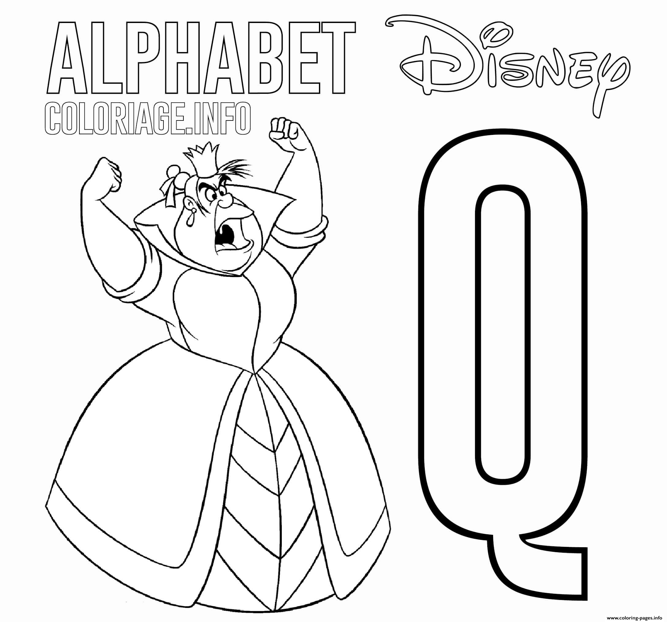 Q for queen of hearts coloring page printable