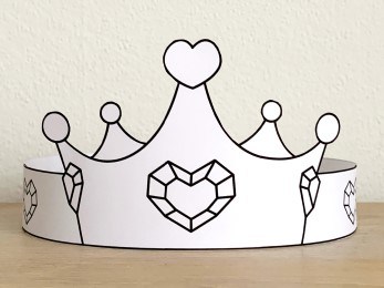 Heart princess coloring crown printable valentine craft