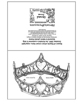 Silver queen of hearts crown tiara monotone gray printable card blank inside