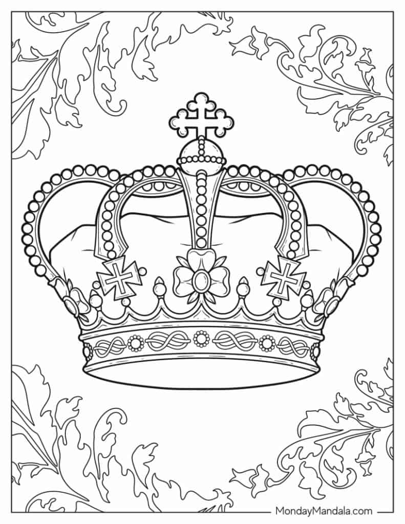 Crown coloring pages free pdf printables