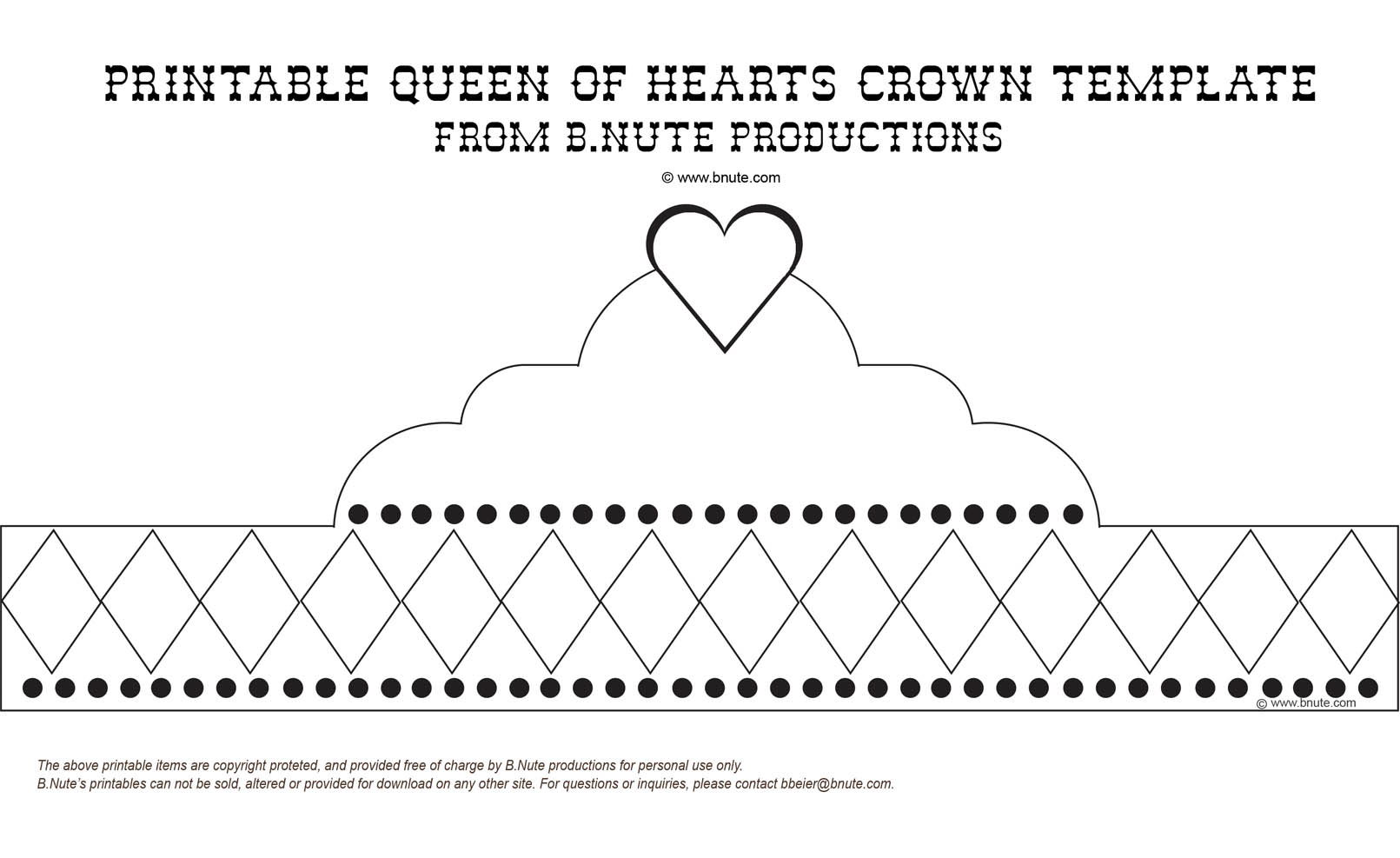 Queen of hearts crown printable template