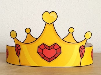 Heart princess crown printable valentine craft for kids
