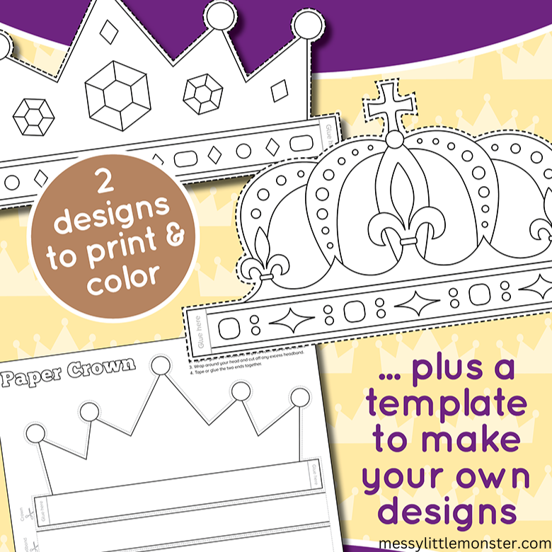 Paper crown template â messy little monster shop