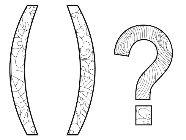 Premium vector bracket and question mark coloring book for adults vector illustration antistress coloring for adult zentangle style punctuation