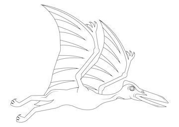 Premium vector black and white quetzalcoatlus dinosaur cartoon character vector coloring page of a quetzalcoatlus dinosaur