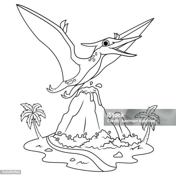 Rajasaurus coloring page for kids stock illustration