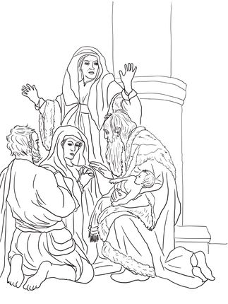 Click to see printable version of simeon and anna recognize the lord in jesus coloring page inâ jesus coloring pages coloring pages sunday school coloring pages