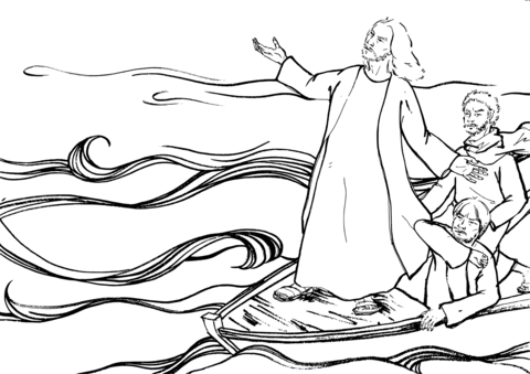 Jesus tell the waves to be quiet coloring page free printable coloring pages