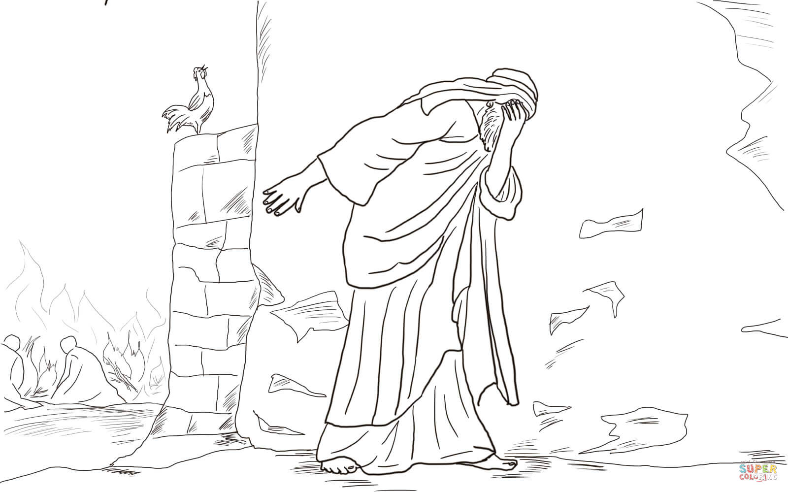 Peter denies jesus three times coloring page free printable coloring pages