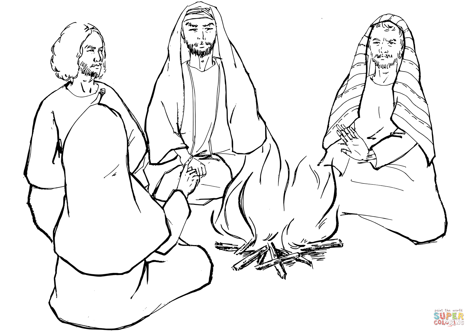Dibujo de pedro niega a jesãºs la primera vez para colorear dibujos para colorear imprimir gratis
