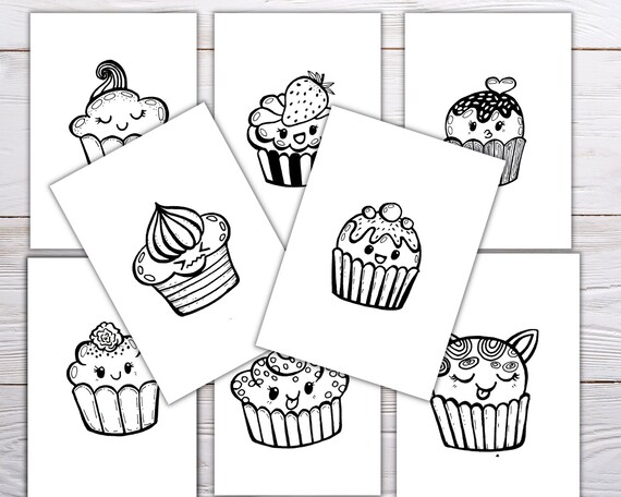 Cute cupcake coloring pages for kids quiet activities for toddlers birthday party favors for girls preschool printables coloring book download now