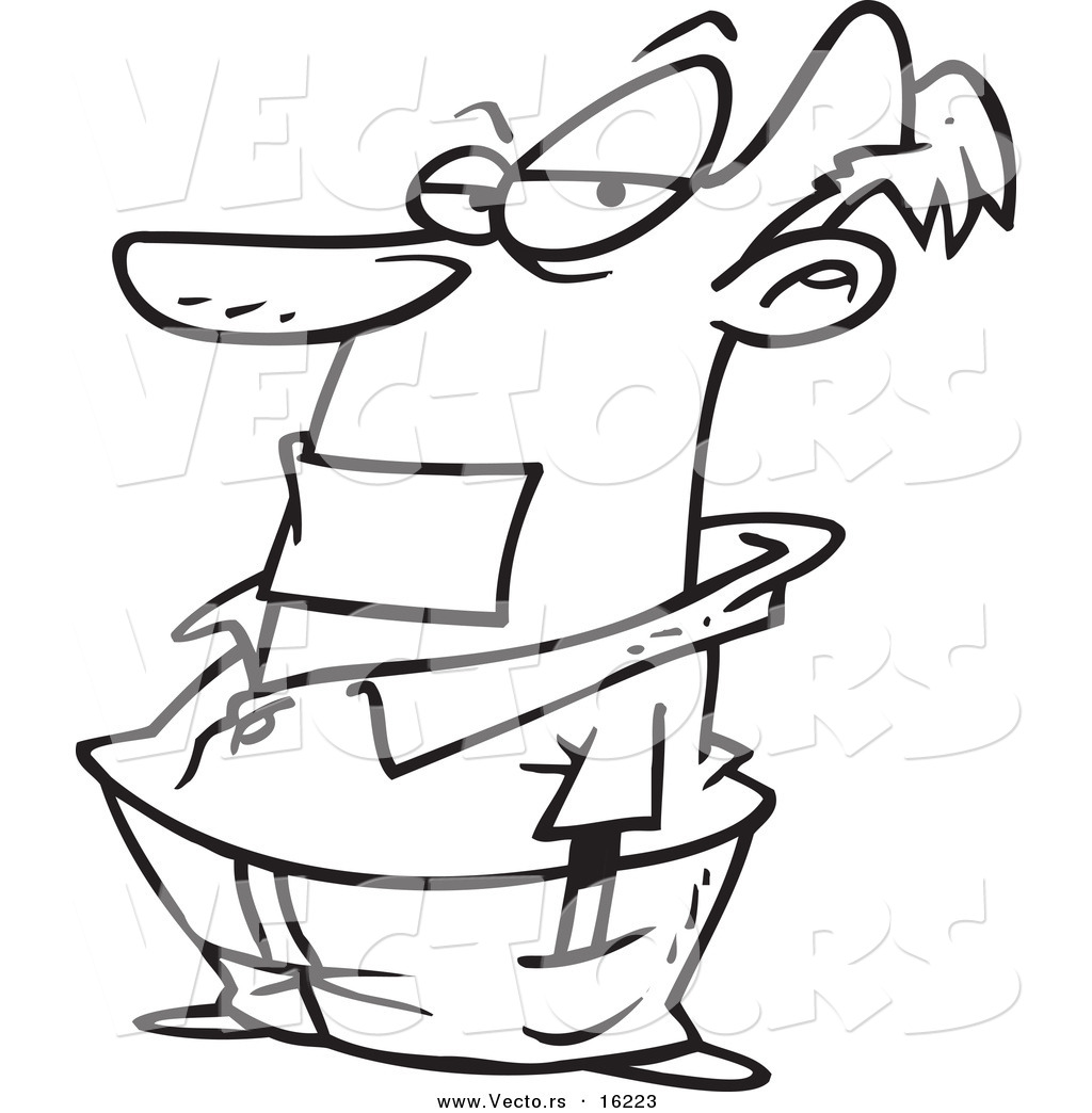R of a cartoon man gagged with tape