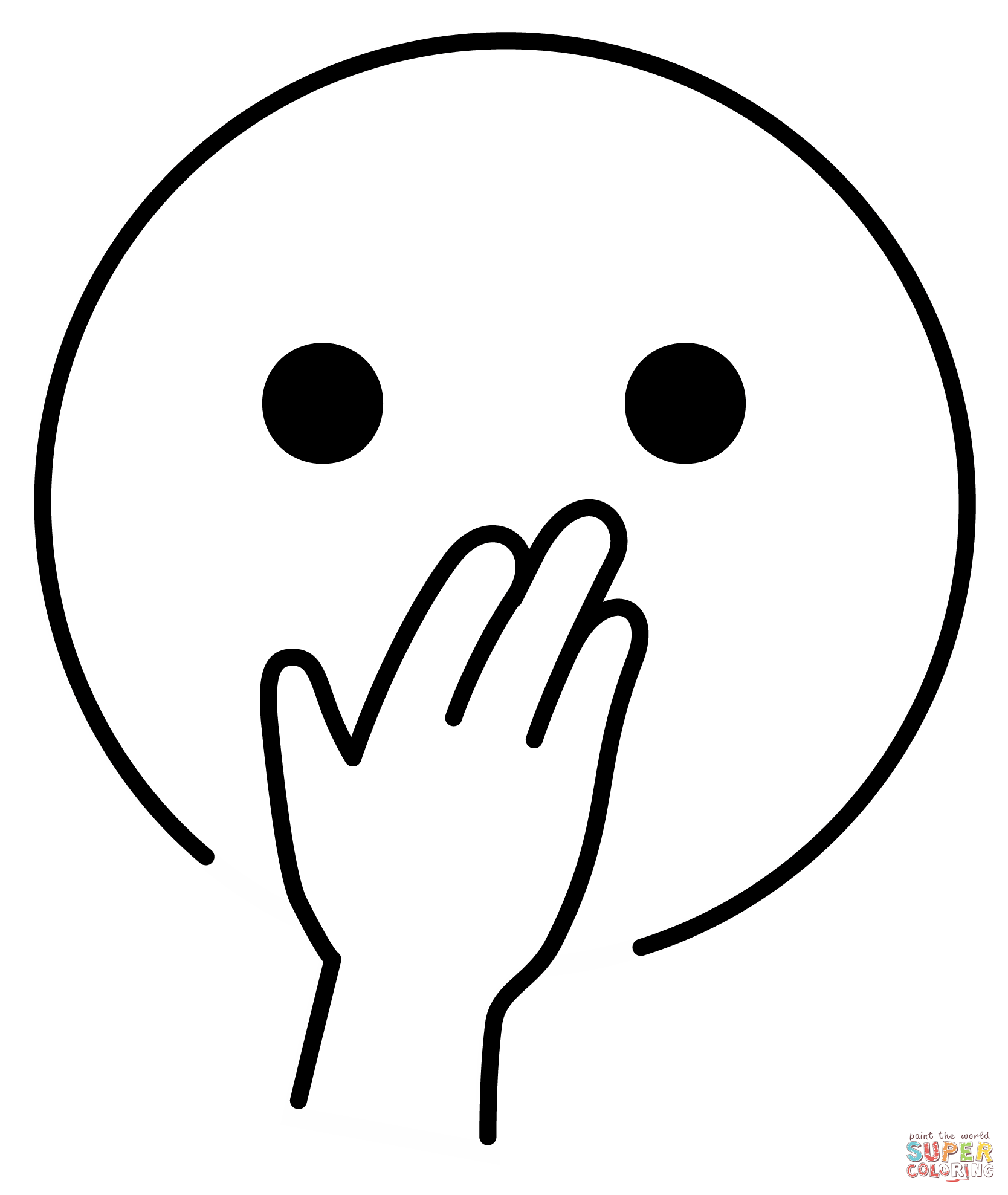 Face with hand over mouth emoji coloring page free printable coloring pages
