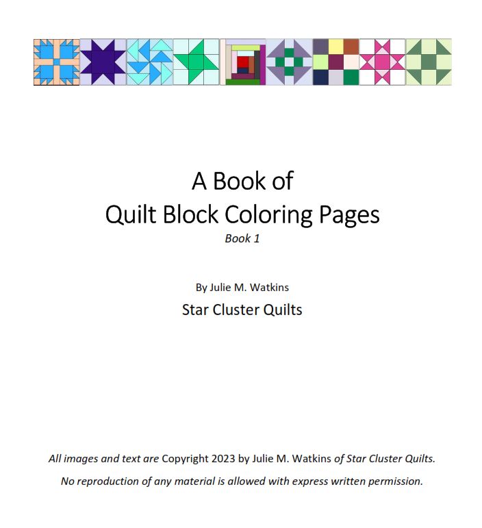 Quilt block coloring pages book â star cluster quilts