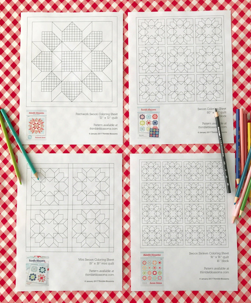 Swoon pdf coloring pages â thimble blossoms