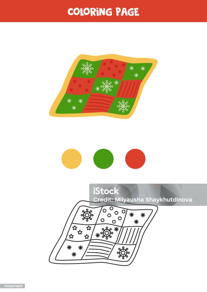 Color cartoon quilt worksheet for preschool kids stock illustration
