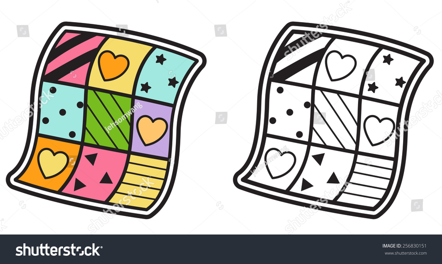 Illustration isolated colorful black white quilt stock vector royalty free
