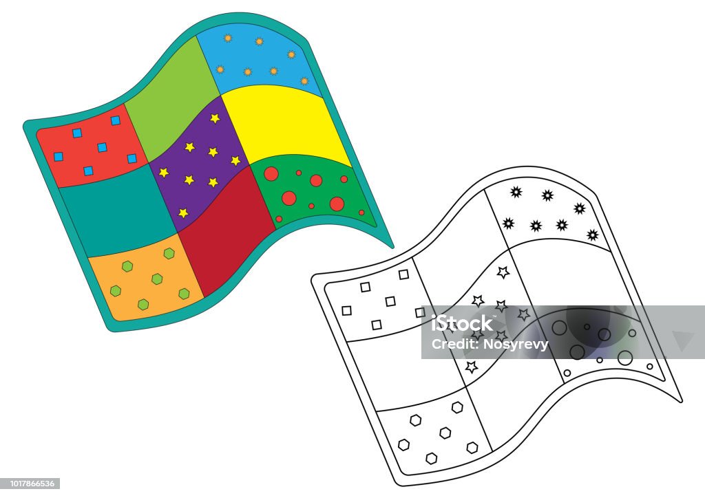 Quilt coloring page vector illustration stock illustration