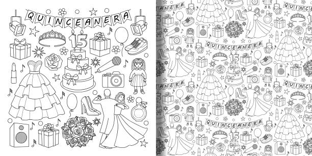 Quinceanera drawing stock illustrations royalty