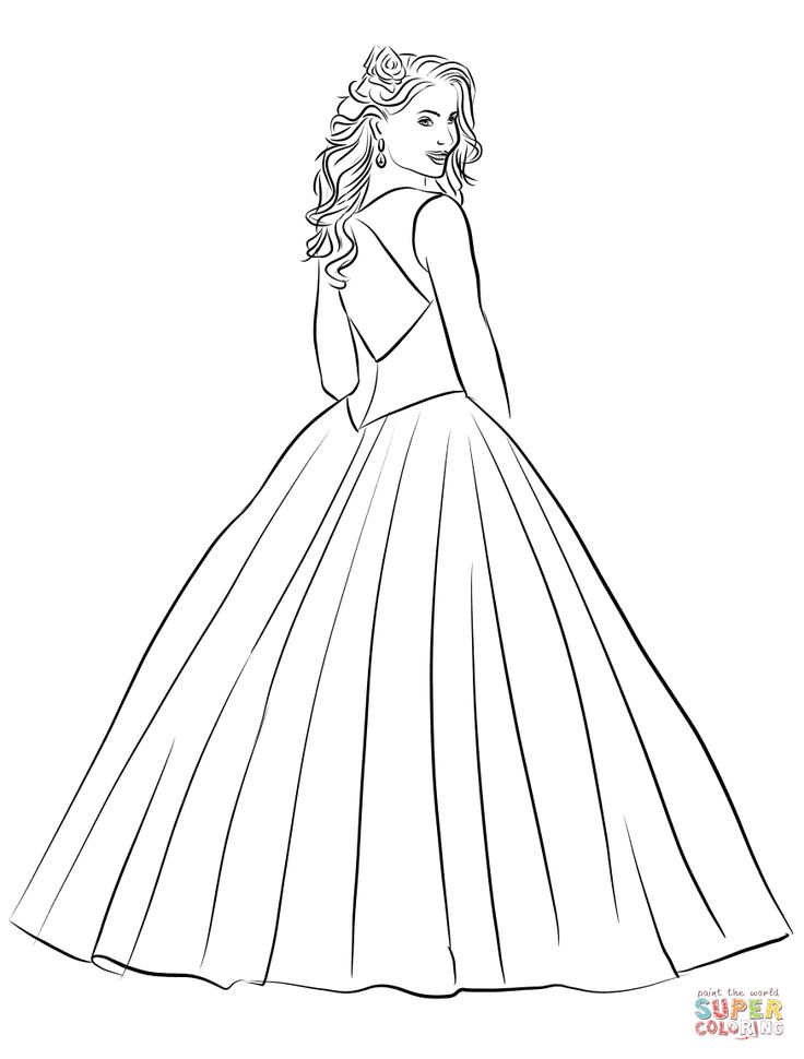 Easy quinceanera dress drawing back person