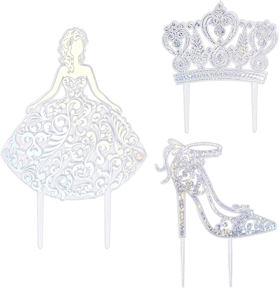 Decopac quinceanera cake topper glitter cake topper silver cake decoration piece set grocery gourmet food