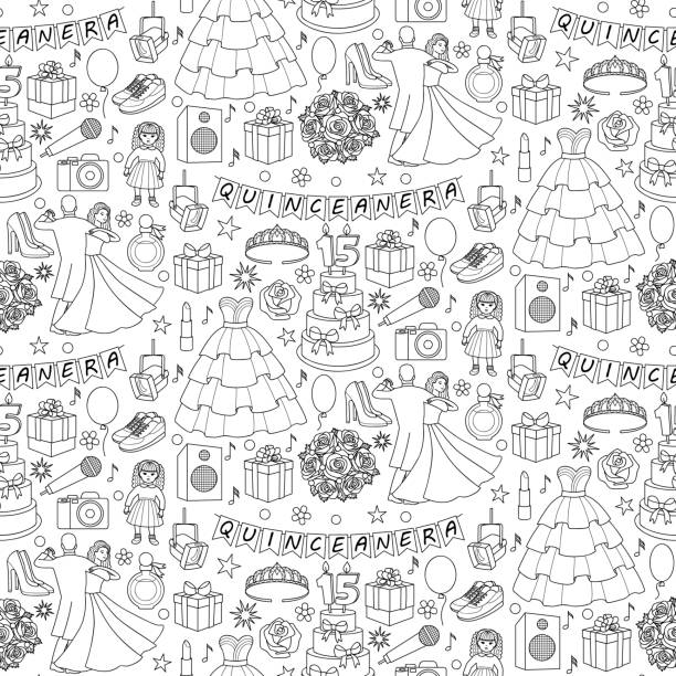 Quinceanera drawings stock illustrations royalty